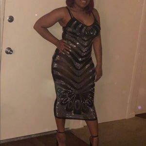 Bedazzled sheer club dress !